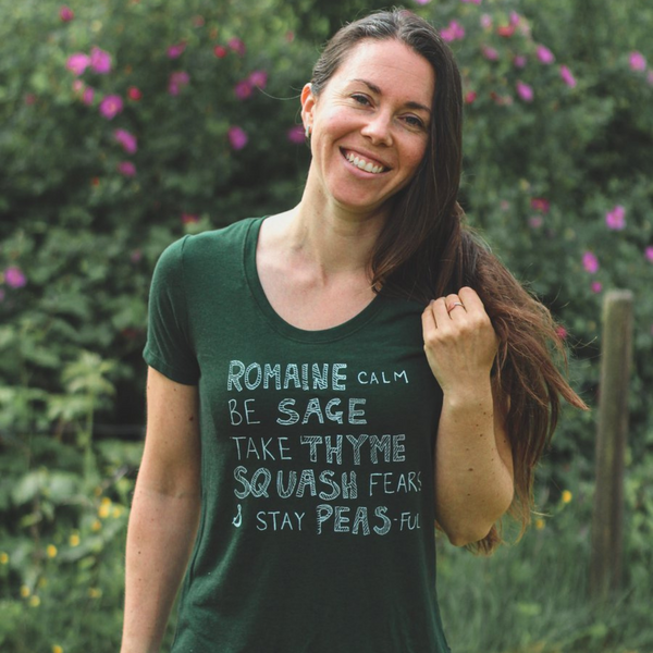 Women's T-Shirt - Veggie Wisdom by Kindred Coast (Forest Green)