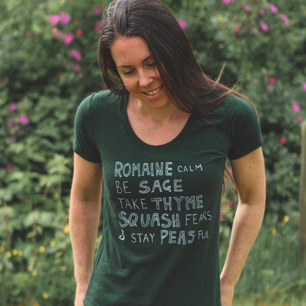 Women's T-Shirt - Veggie Wisdom by Kindred Coast (Forest Green)