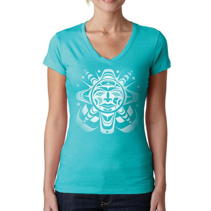 Women's T-Shirt - Sun by Paul Windsor-T-Shirt-Native Northwest-[best womens cotton t-shirt]-[native design ladies t-shirt]-[best ladies tees bc canada]-All The Good Things From BC