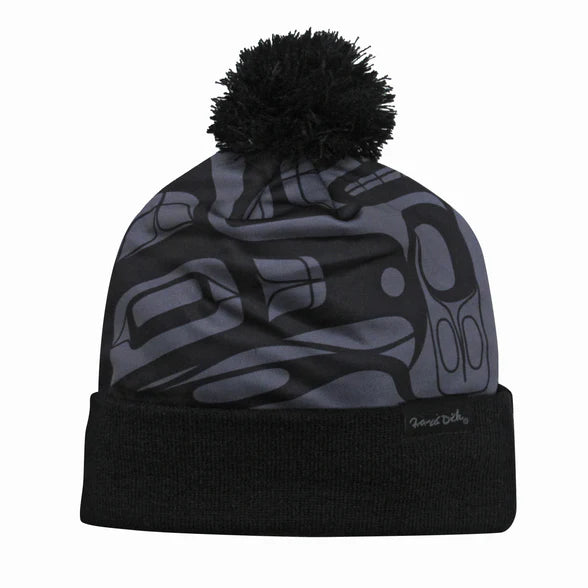 Tuque with Pom Pom- Eagle Freedom by Francis Dick-Winter Hat-Oscardo-[best winter hat native design]-[unisex winter hat native]-[winter hat designed in canada]-All The Good Things From BC