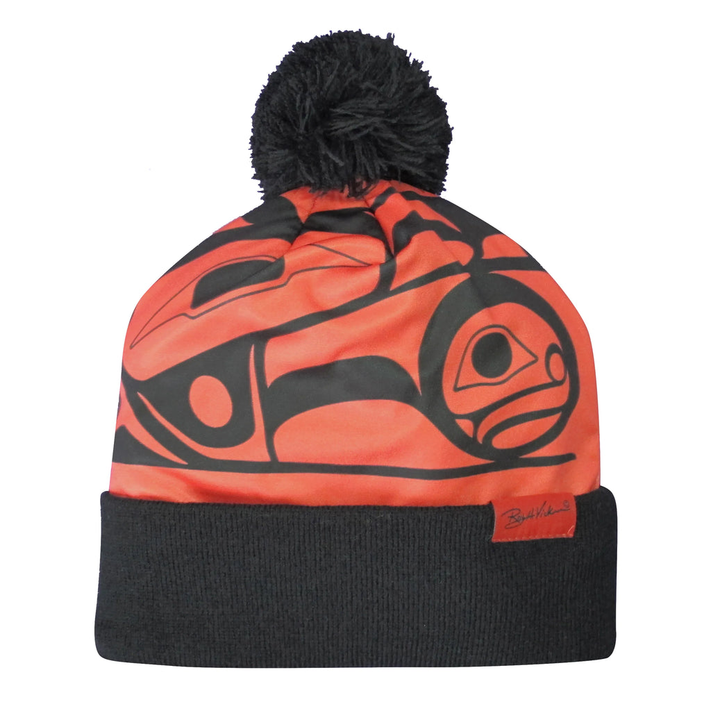 Tuque with Pom Pom - Raven by Roy Henry Vickers-Winter Hat-Oscardo-[best winter hat native design]-[unisex winter hat native]-[winter hat designed in canada]-All The Good Things From BC