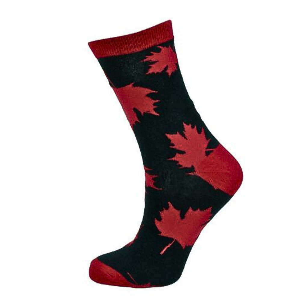 Unisex Adult Art Socks - Maple Leaf - Red & Black