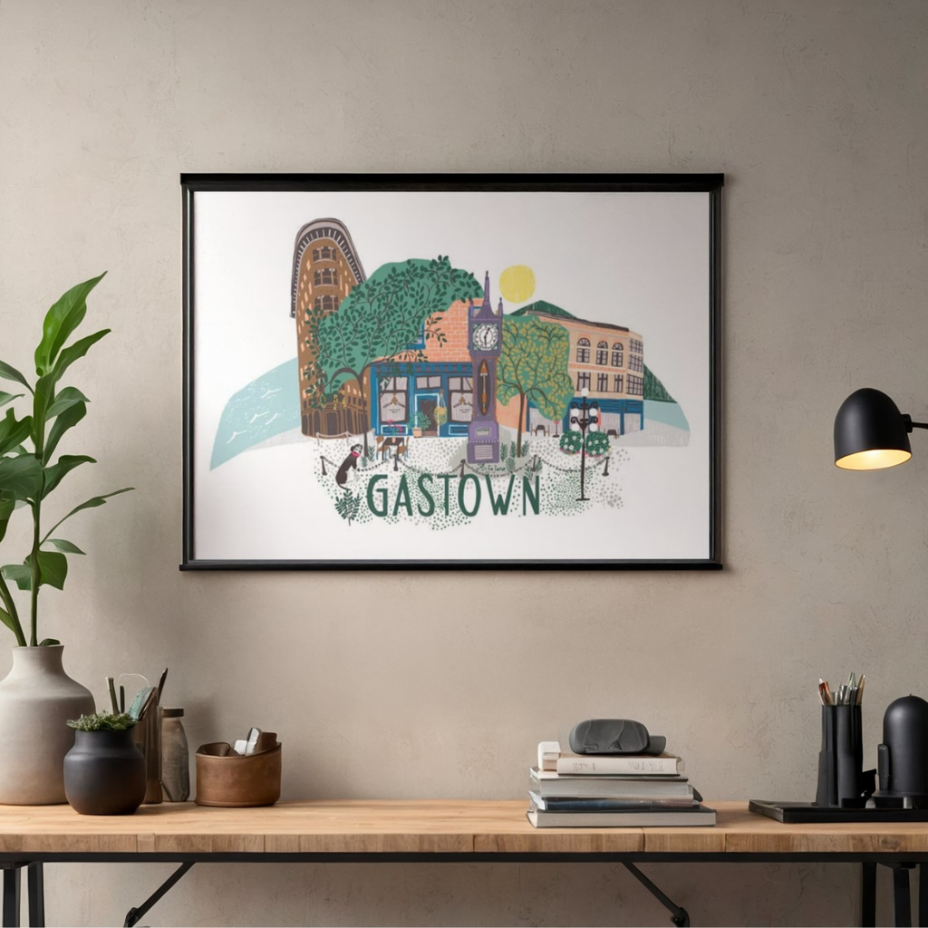 Vancouver Wall Art Print - Gastown by Anja Jane (Large Paper Art Print)-Paper Art Print-Anja Jane-[BC Wall Art Prints]-[BC artist prints]-[illustrated art print]-All The Good Things From BC