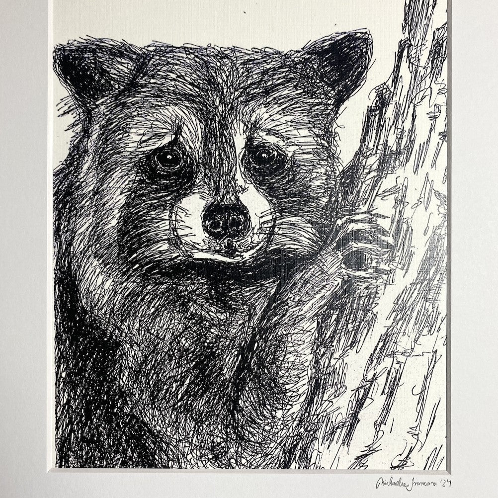 Wall Art Print - Sad Racoon by Michaela Ivancova (10x8, Paper with White Paper Frame)