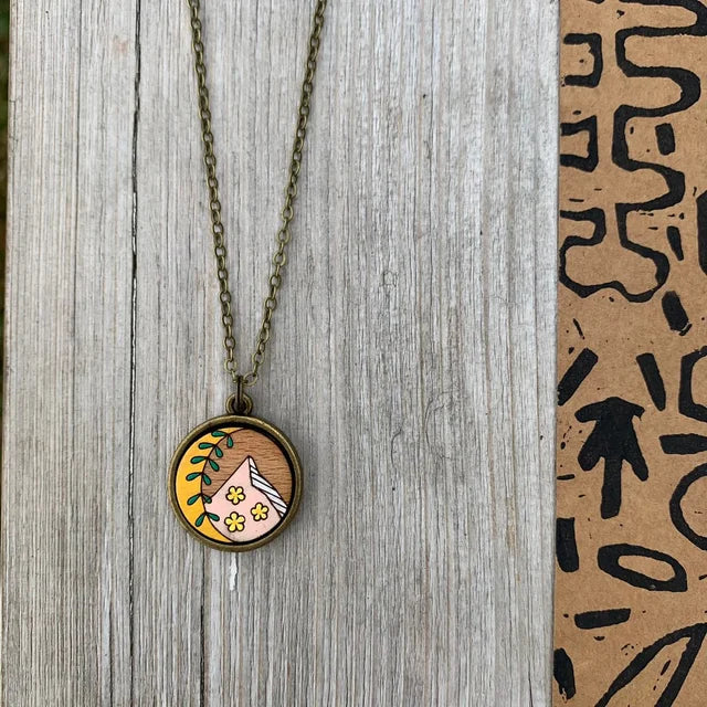 Wood Pendant & Necklace - Mountain Meadow by Sick Chick