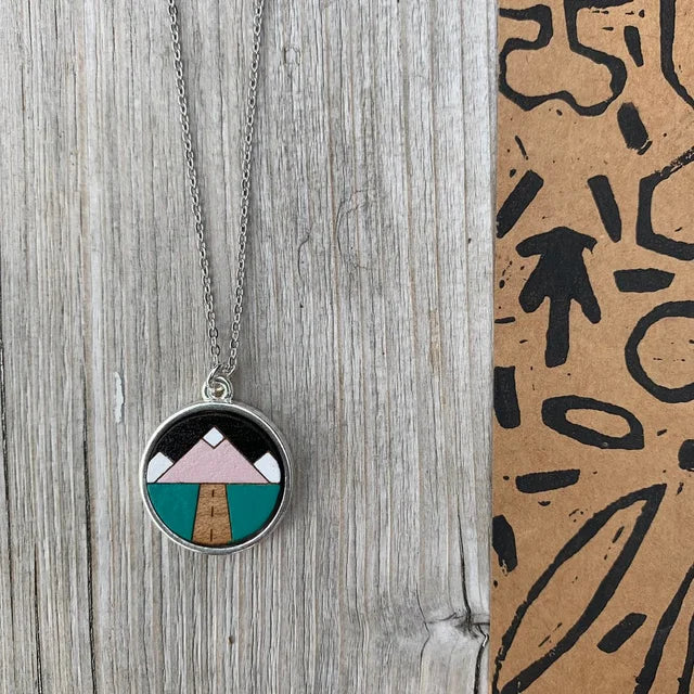 Wood Pendant & Necklace - Road Trip by Sick Chick