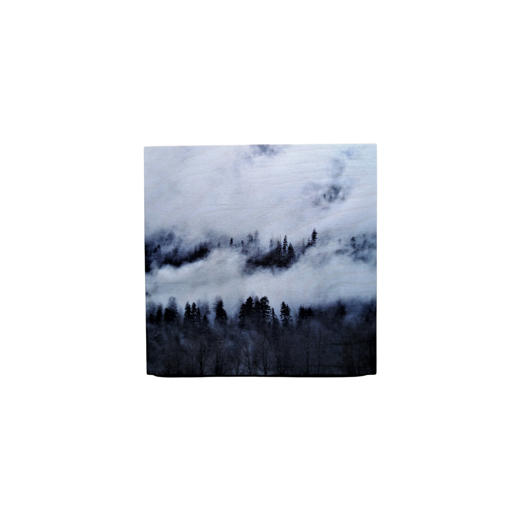 Wood Wall Art Print - Misty Mountain by Adela Beranek (7x7, Maple)-Wood Wall Art Hanging-All The Good Things From BC-[made in bc]-[great bc gift]-[sustainable wall decor]-All The Good Things From BC
