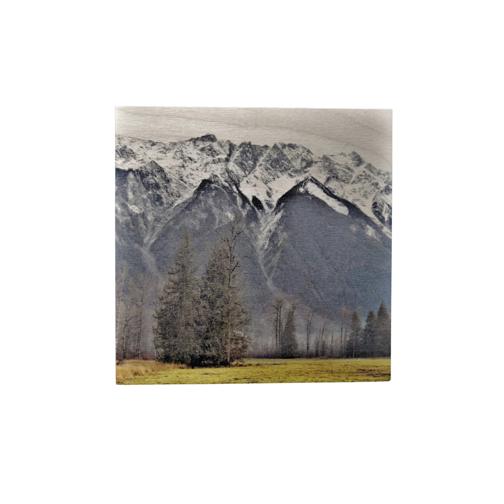 Wood Wall Art Print - Mountain Standing Tall by Adela Beranek (7x7, Maple/Plank)-Wood Wall Art Hanging-All The Good Things From BC-[made in bc]-[great bc gift]-[sustainable wall decor]-All The Good Things From BC
