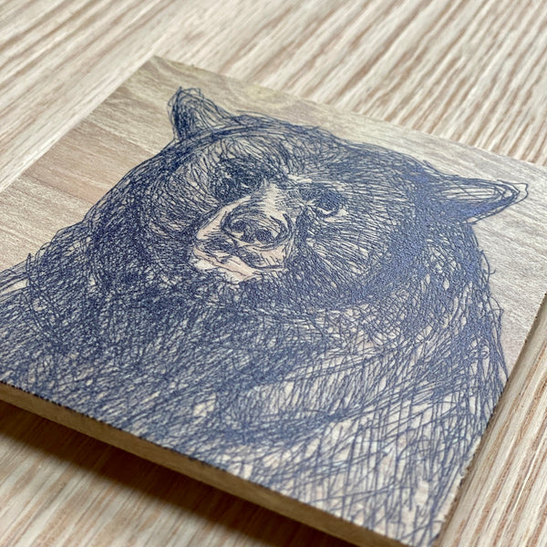 Wood Coaster - Whistler Bear by Michaela Ivancova Art