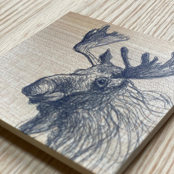 Wood Coaster - Mystic Moose by Michaela Ivancova Art