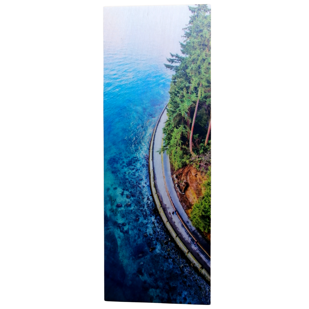 Wood Wall Art Print - Stanley Park Sea Wall From Above, Vancouver BC (7x21, Plank)-Wood Wall Art Hanging-Woodly-[wood artwork for walls]-[wood wall art decor]-[wooden art]-All The Good Things From BC