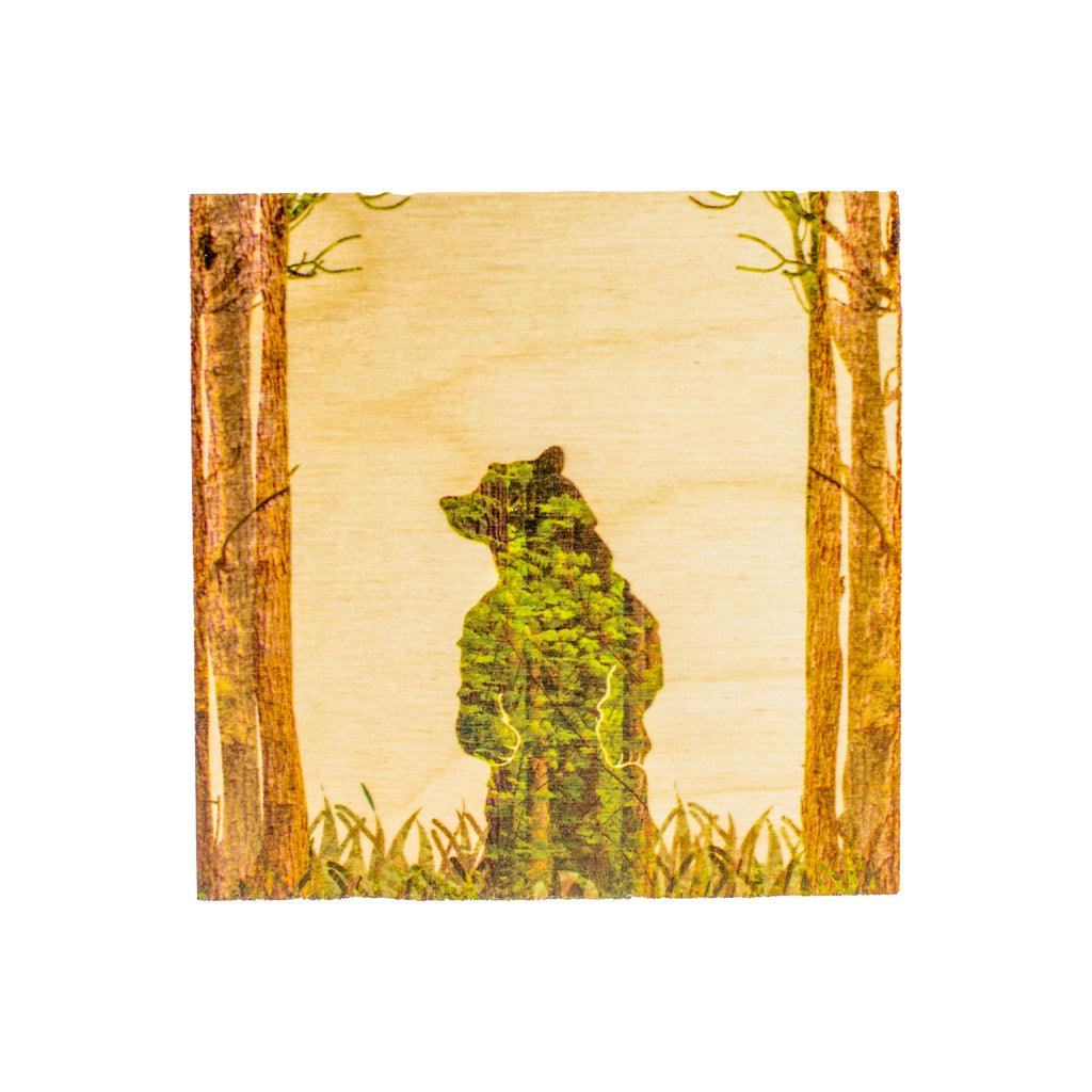 Wooden Coaster - Bear In The Woods-Coasters-Woodly-[wood coasters]-[buy bc local]-[gifts from british columbia]-All The Good Things From BC