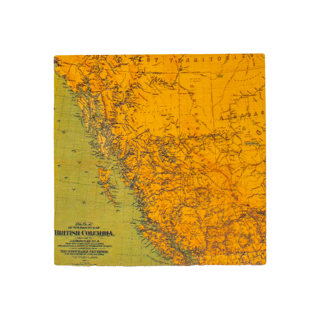 Wooden Coaster - Vintage Map of British Columbia-Coasters-Woodly-[wood coasters]-[buy bc local]-[gifts from british columbia]-All The Good Things From BC