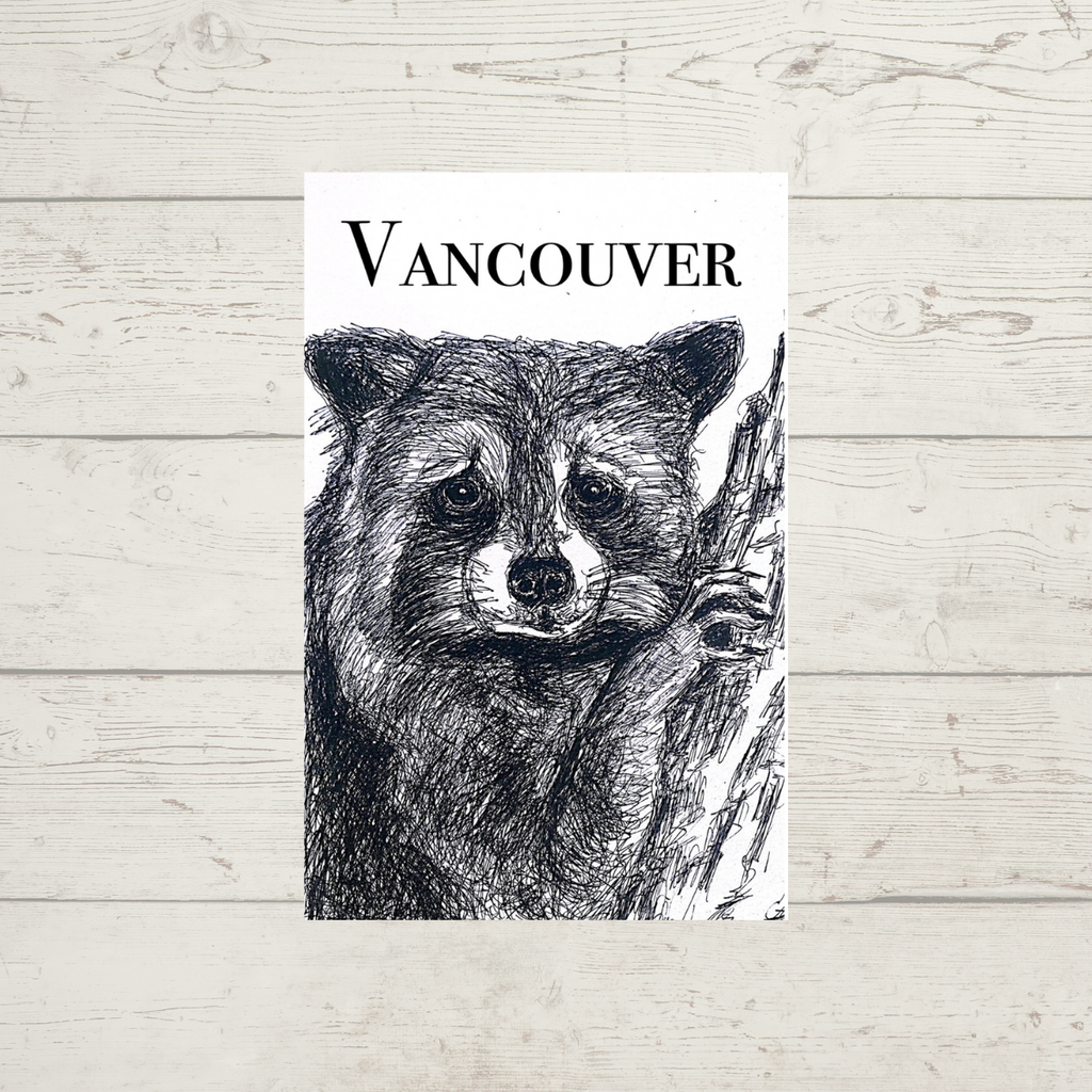 Wooden Fridge Magnet - Sad Racoon by Michaela Ivancova "Vancouver"