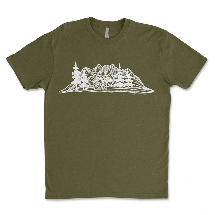 BC T-Shirt - Bear & Mountain by Mountain Mornings (Men’s/Unisex, Forest Green)