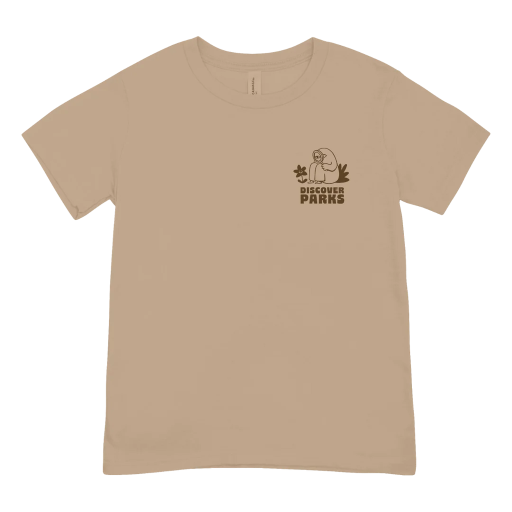 BC T-Shirt - Discover Parks Map by Turbo Bambi & BC Parks Foundation (Men's/Unisex, Sand)