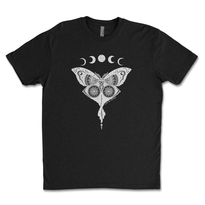 BC T-Shirt - Luna Moth by Mountain Mornings (Men’s/Unisex, Black)