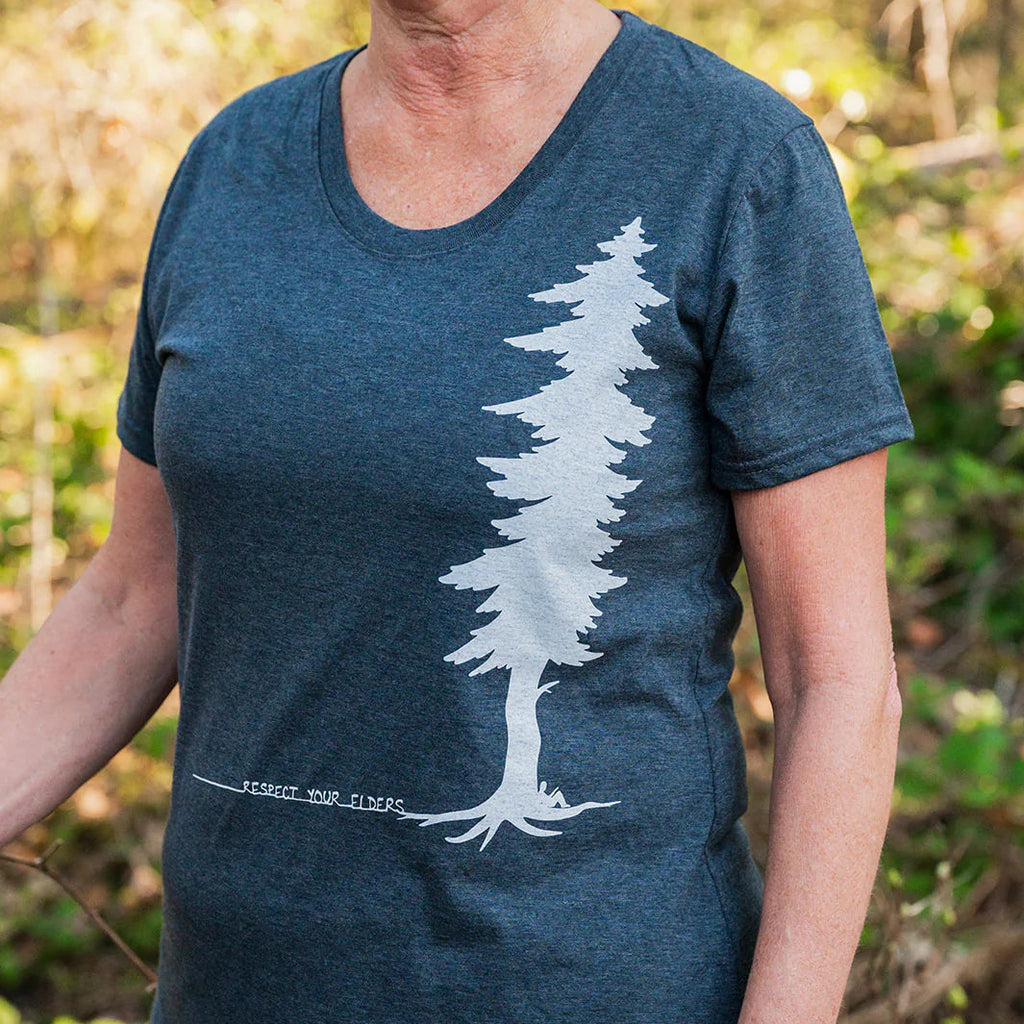 BC T-Shirt - Respect The Elders by Kindred Coast (Women's, Heather Charcoal)