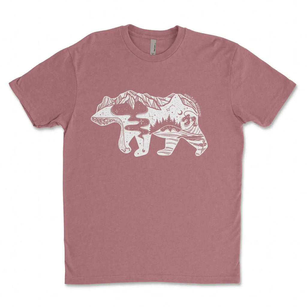 BC T-Shirt - Roaming Bear by Mountain Mornings (Men’s/Unisex, Pink)