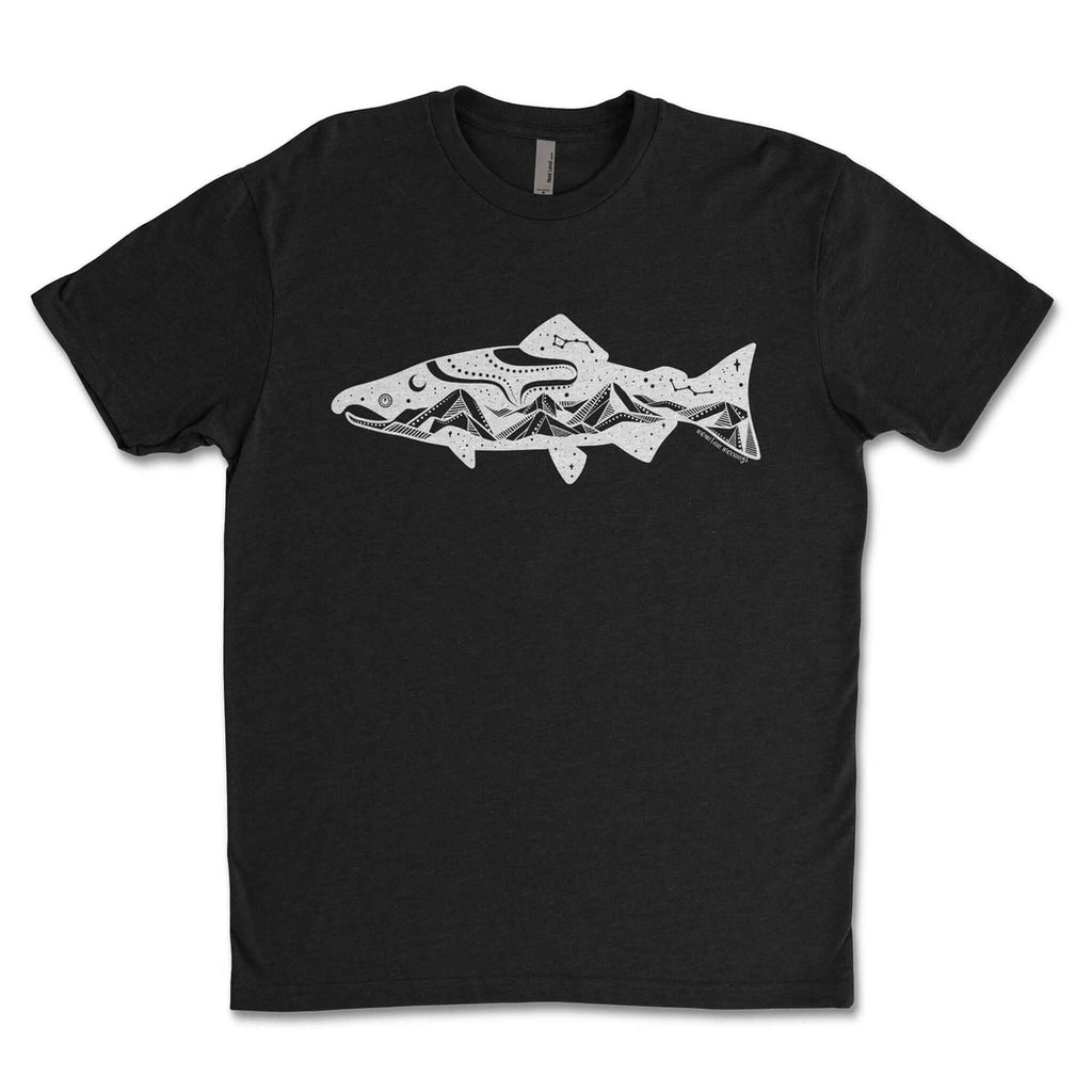 BC T-Shirt - Wild Salmon by Mountain Mornings (Men’s/Unisex, Black)