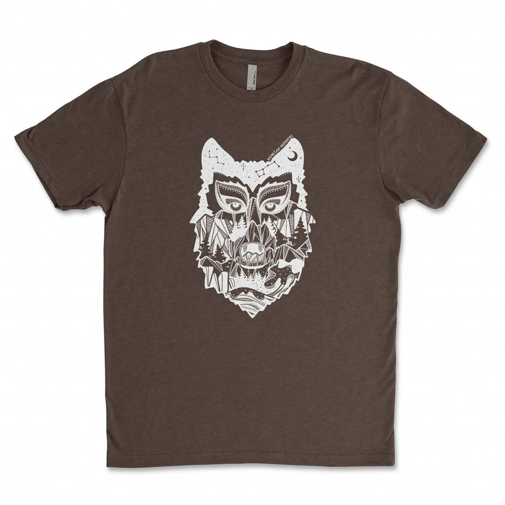 BC T-Shirt - Wolf by Mountain Mornings (Men’s/Unisex, Espresso)