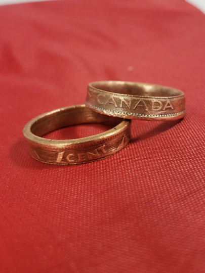 Canadian penny midi/pinky coin rings