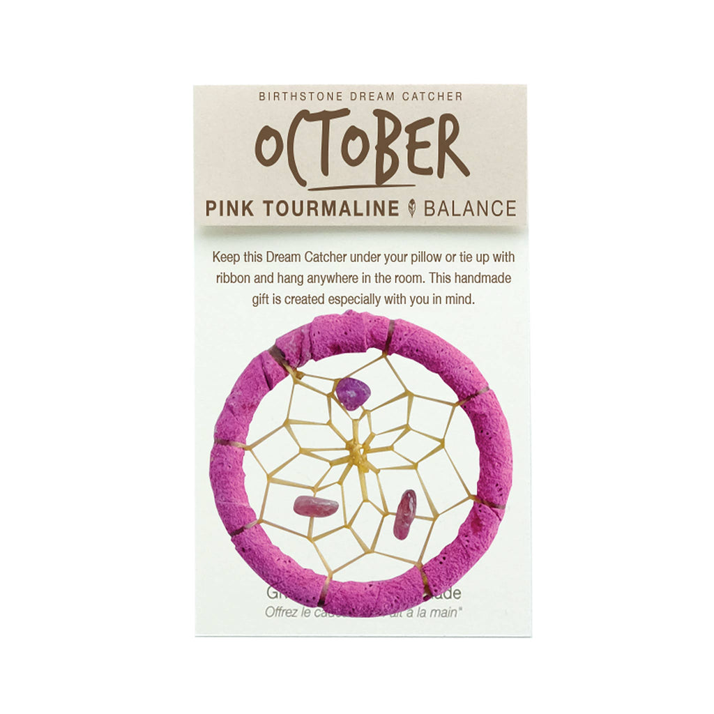 Birthstone Dream Catcher - October / Pink Tourmaline (1.5")