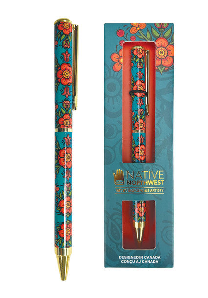 Boxed Ballpoint Pen - Prairie Beadwork by Justine Proulx