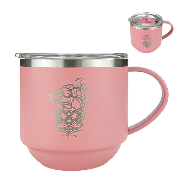 Stackable Travel Coffee Mug with Handle 11 oz - Bear (Courage) by Justine Proulx