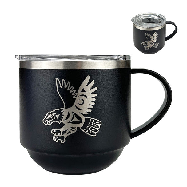 Stackable Travel Coffee Mug with Handle 11 oz - Sp'óq'es (Eagle) by Terry Horne