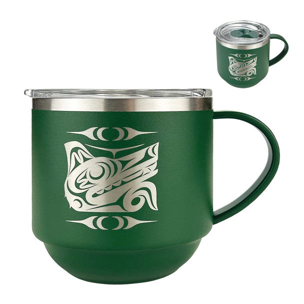 Stackable Travel Coffee Mug with Handle 11 oz - Wolf by Maynard Johnny Jr.