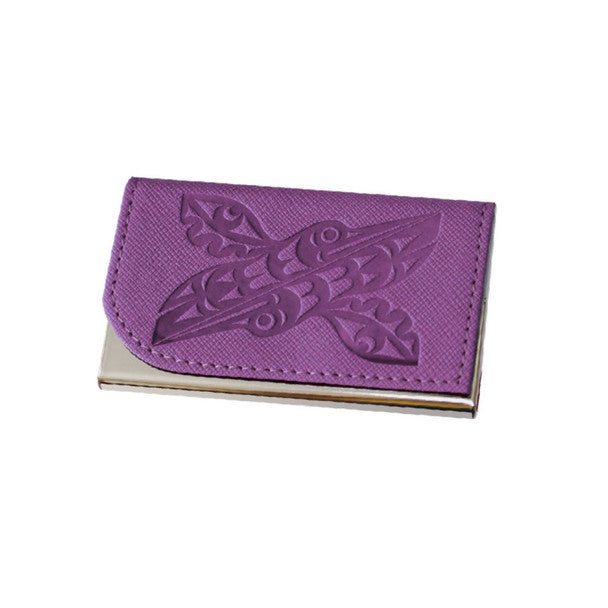 Purple Card Holder - Hummingbirds by Maynard Johny Jr.