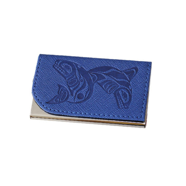 Blue Card Holder - Whales by Paul Windsor