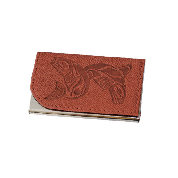 Brown Card Holder - Whales by Paul Windsor