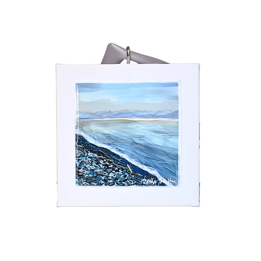 Mini Canvas Art Ornament – Saratoga Beach near Comox by Heather Johnston