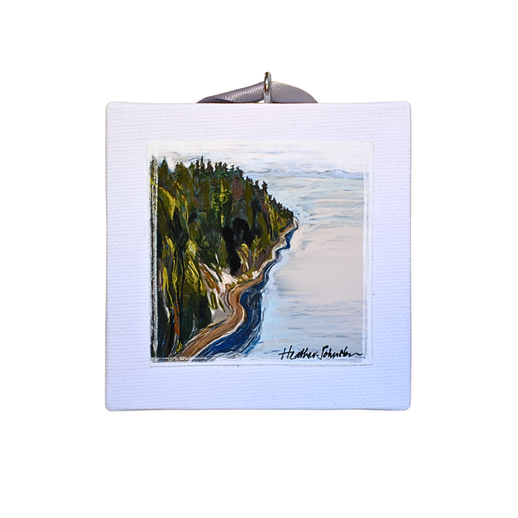 Mini Canvas Art Ornament – Stanley Park Seawall by Heather Johnston