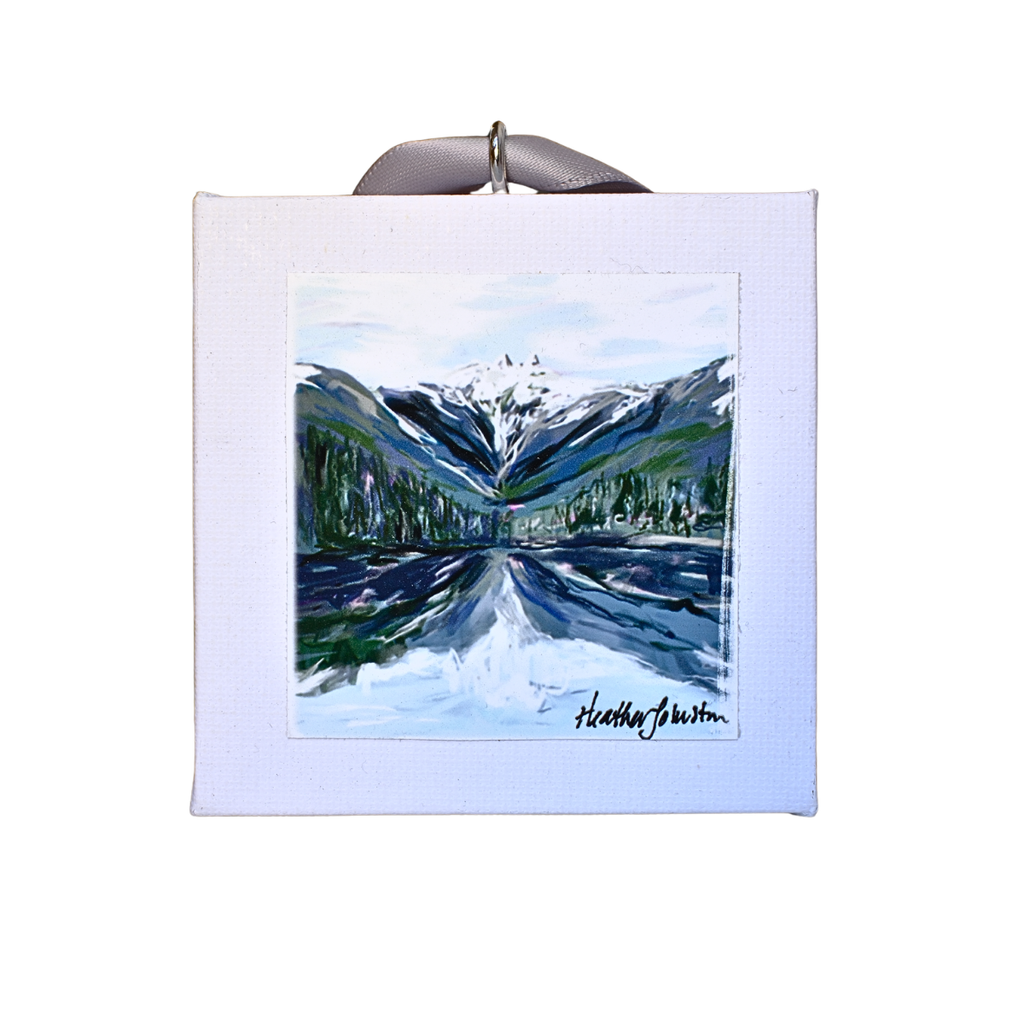 Mini Canvas Art Ornament – The Lions near Vancouver by Heather Johnston
