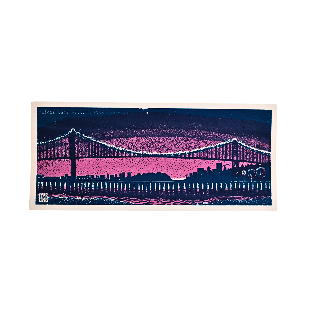 Vancouver Bookmark - Lionsgate Bridge by Melisse Carron (Paper, Dark Blue & Pink)