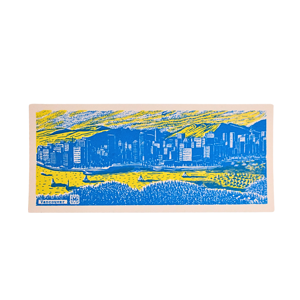 Vancouver Bookmark - Skyline & Mountains by Melisse Carron (Paper, Blue & Yellow)