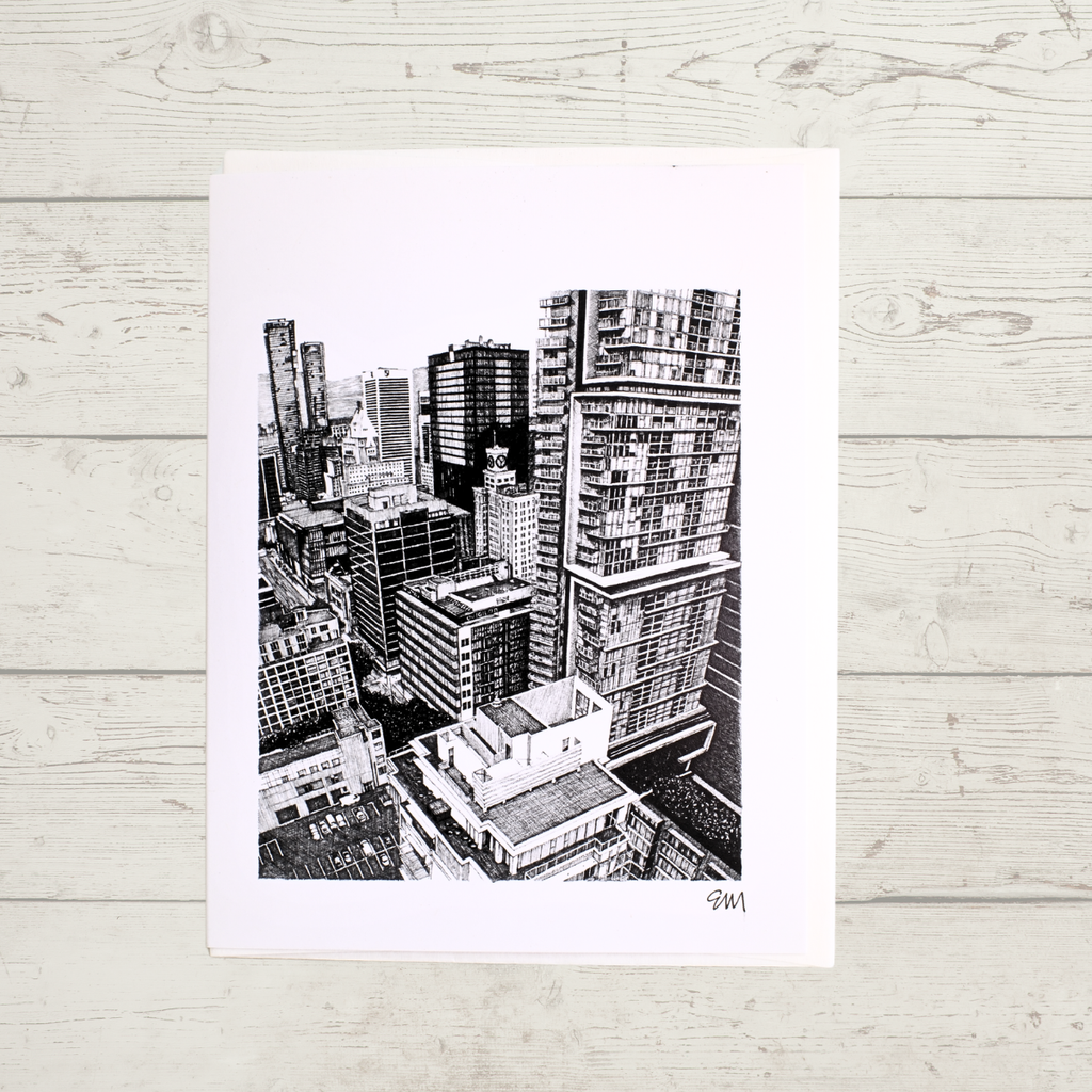 Vancouver Greeting Card - Downtown Drama by Elaine Morrow