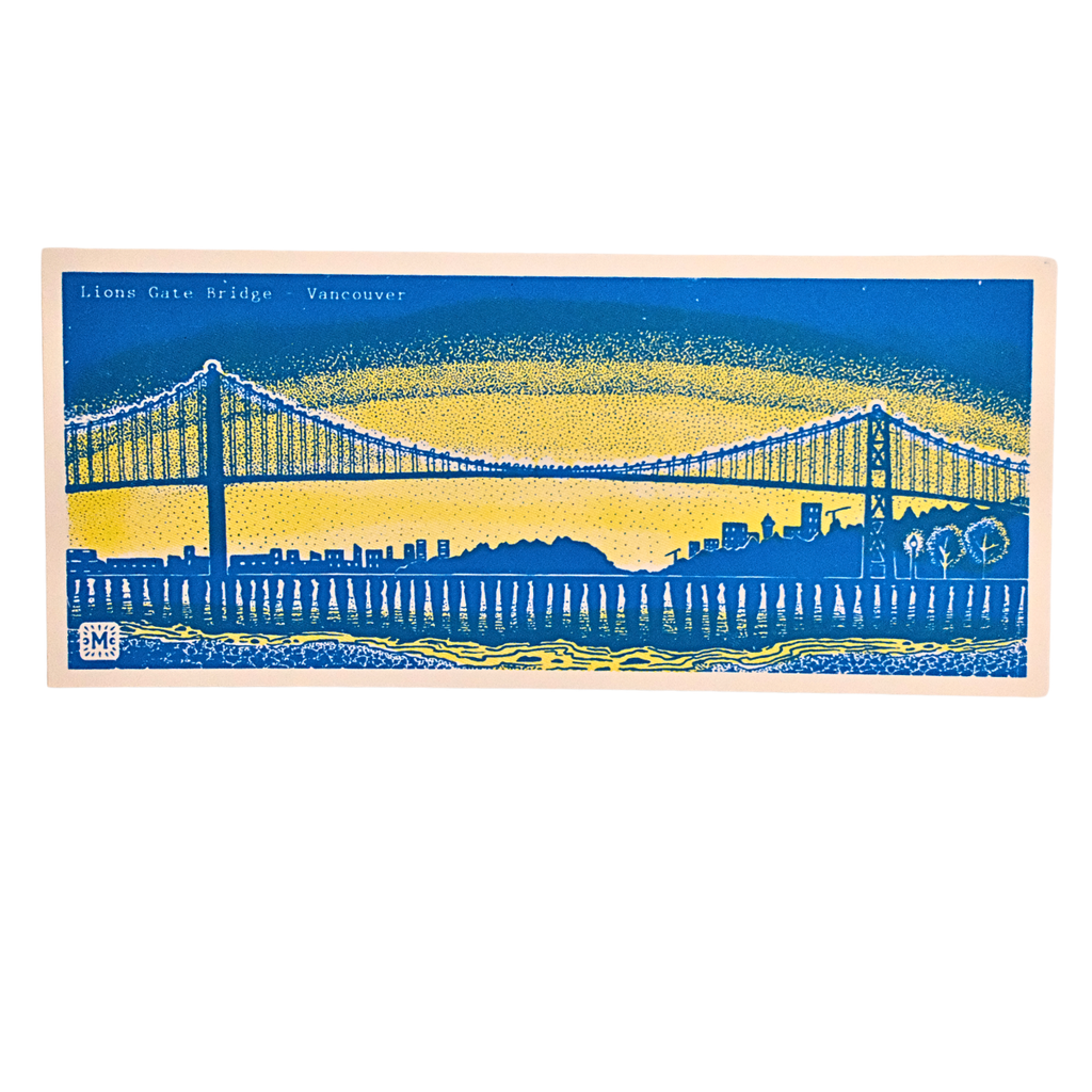 Vancouver Postcard - Lionsgate Bridge by Melisse Carron (Blue & Yellow)