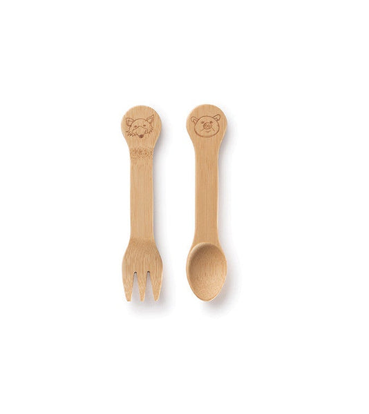 Bamboo Travel Utensil Set - Fork & Spoon for Kids