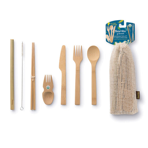 Bamboo Travel Cutlery Set - Eat & Drink (8 pcs)