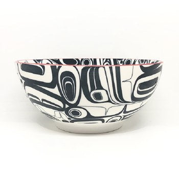 Porcelain Art Bowl - Raven Transforming by Kelly Robinson (Large)-Bowl-Panabo-[authentic indigenous design]-[native artist canada]-[bc gift]-All The Good Things From BC