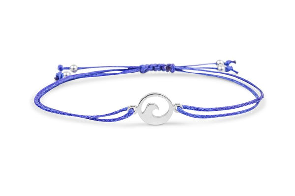 String Bracelet with Silver Charm - Wave by Treeline Collective-Earrings-Treeline Collective-[beautiful silver jewerly for women]-[925 sterling silver]-[best gift for her designed in canada]-All The Good Things From BC