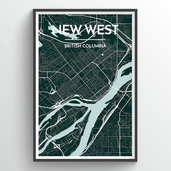 City Map Art Print - New Westminster (Light & Dark Green)-Art Print-Point Two Design-[best paper print]-[great home decor idea]-[printed in bc]-All The Good Things From BC
