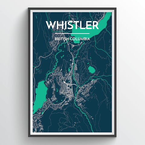City Map Art Print - Whistler (Light & Dark Green)-Art Print-Point Two Design-[best paper print]-[great home decor idea]-[printed in bc]-All The Good Things From BC