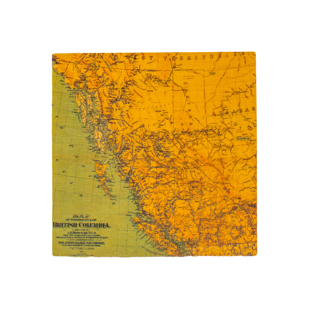 Coaster - Vintage Map of British Columbia-Coasters-Woodly-[made in bc]-[wooden coaster]-[best gift idea]-All The Good Things From BC