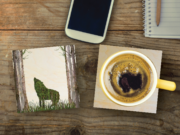 Coaster - Wolf in Woods-Coasters-Woodly-[made in bc]-[wooden coaster]-[best gift idea]-All The Good Things From BC