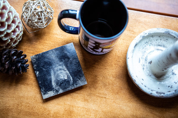 wooden bear coaster with coffee mug perfect gift tableware